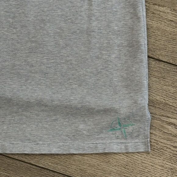 B Draddy Sport Polo Shirt Mens Large Blue Stripe Golf Performance Stretch Preppy - Picture 8 of 8